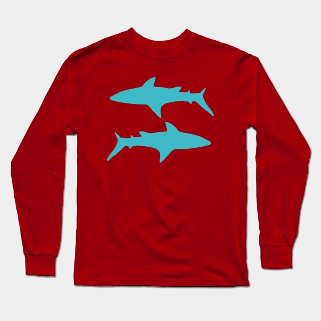 Blue Shark Pisces Long Sleeve T-Shirt by Janremi